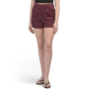 LOVE TREE Burgundy High Waisted Shorts